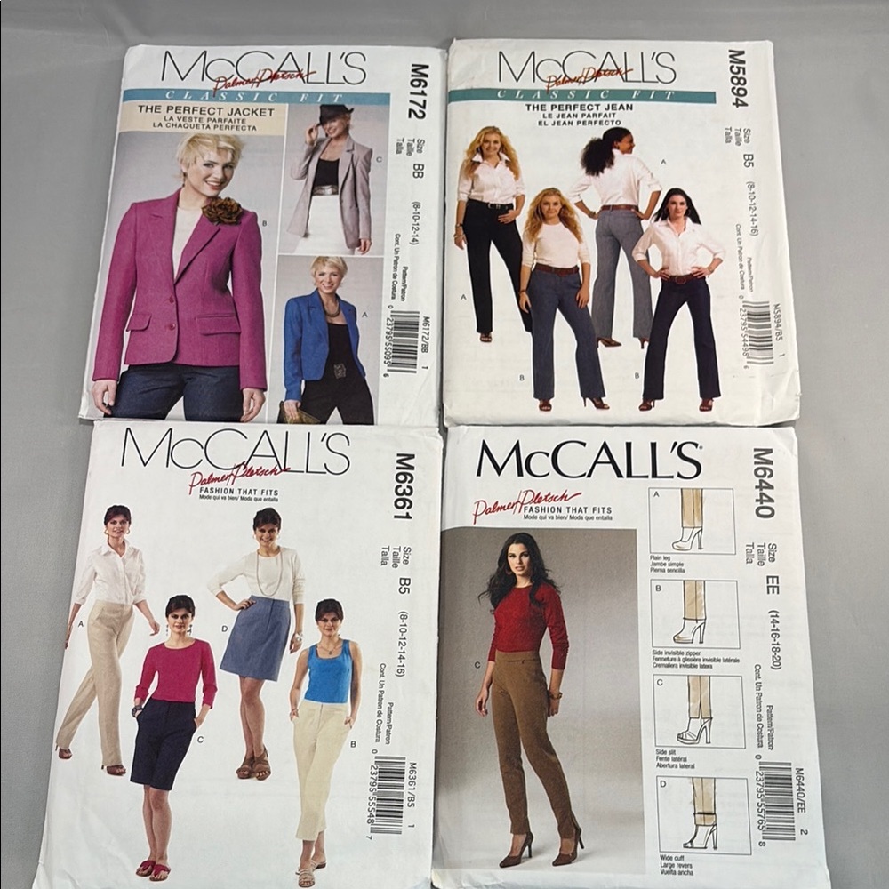 Bundle Of 4 McCalls Palmer/Pletsch Classic Sewing Patterns Unopened/Uncut